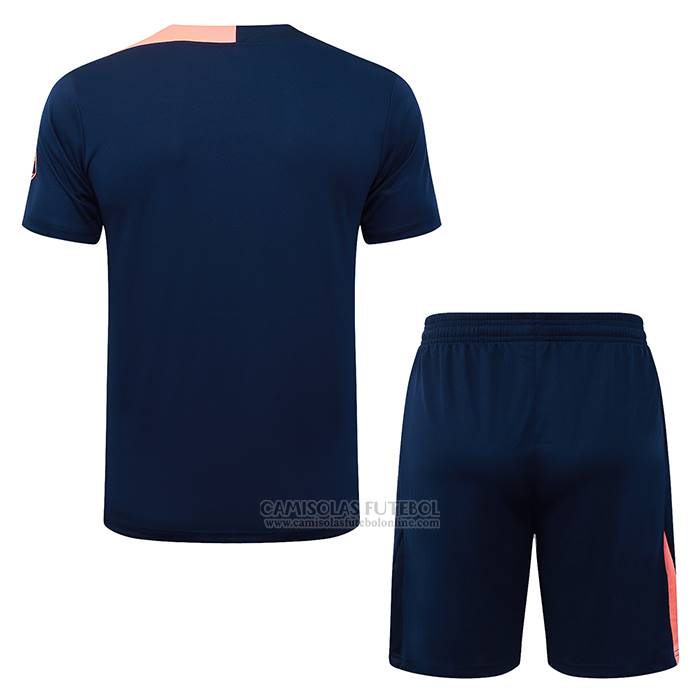 Fato de Treino Barcelona Manga Curta 2025-2026 Azul Rosa - Calcas Curta